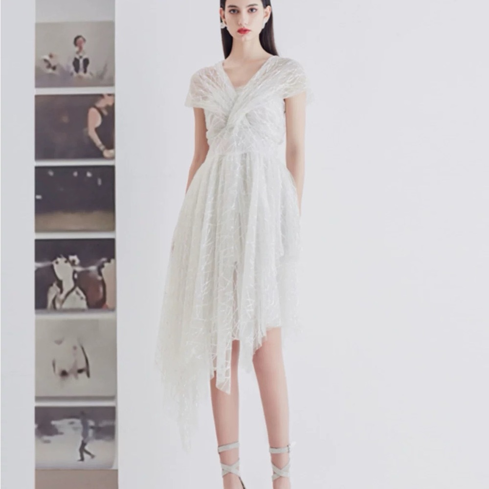 Chic White Sequin Gown